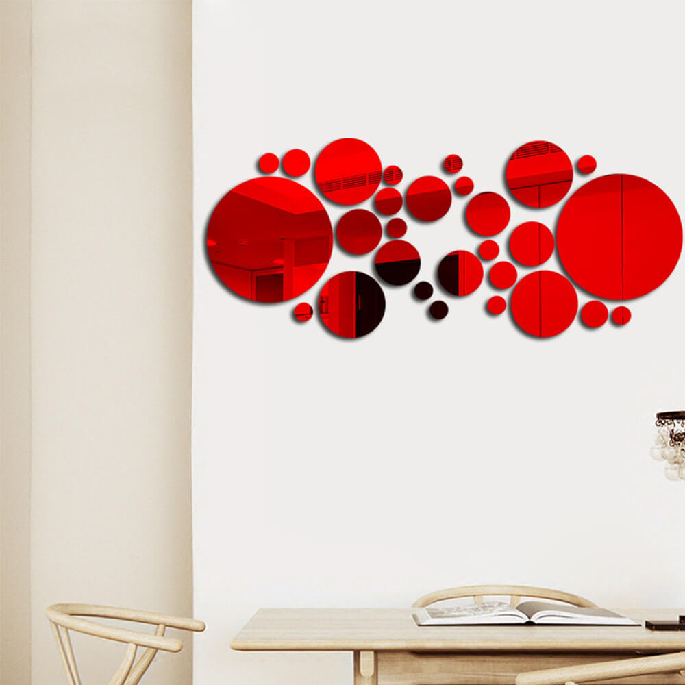 3D Stereo Acrylic Wall Decoration | Round Acrylic Mirror Wall Stickers