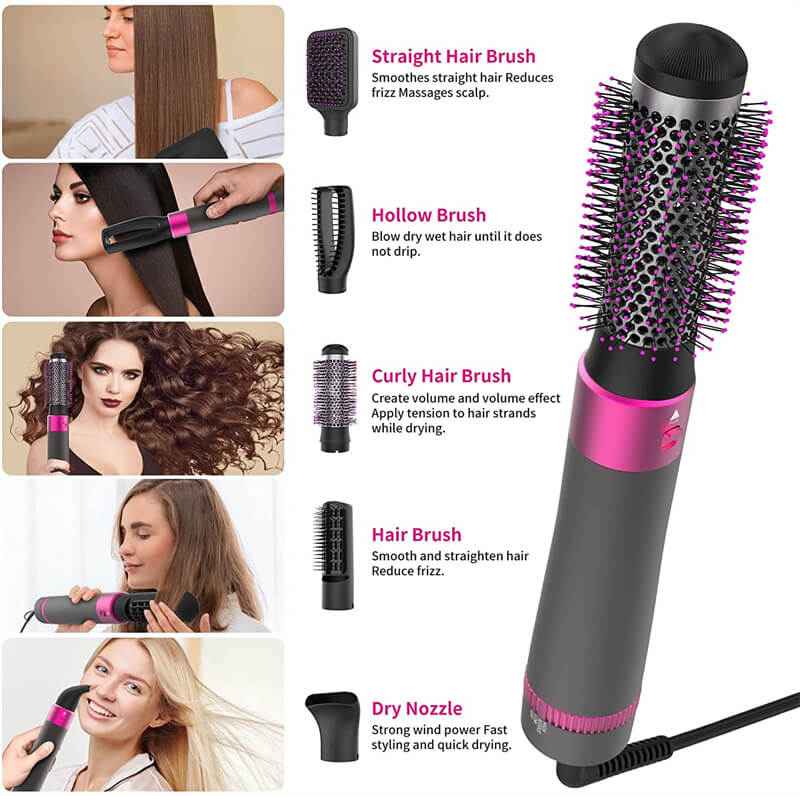 5 In 1 Hair Dryer And Straightener | Electric Hair Styling Brush