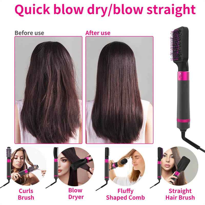 5 In 1 Hair Dryer And Straightener | Electric Hair Styling Brush