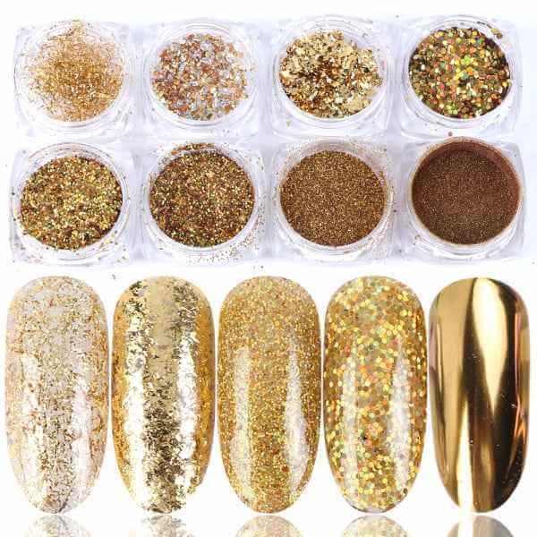 8 Color Nail Glitter Set | Mixed Glitter Powder For Nail Art