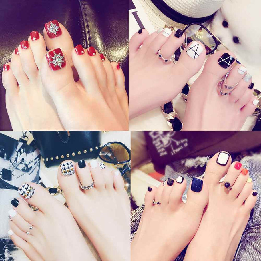 Artificial Acrylic Toe Nails | 24pcs Artificial Toe Nails