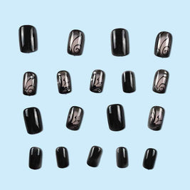 Black Vine Nails Aesthetic | Dark Gothic Vine Nail Design
