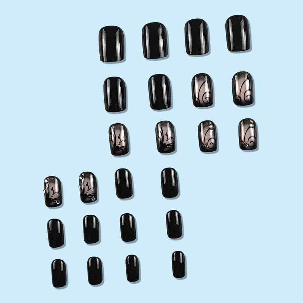 Black Vine Nails Aesthetic | Dark Gothic Vine Nail Design