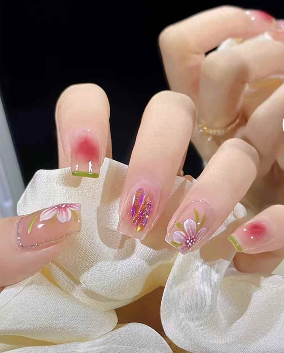 Camellia Nail Patch Smudge Proof Stickers | Camellia Flower Nail Decals