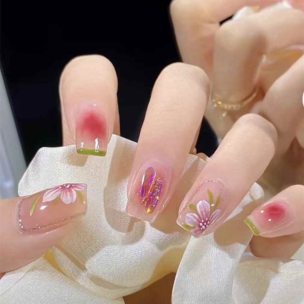 Camellia Nail Patch Smudge Proof Stickers | Camellia Flower Nail Decals