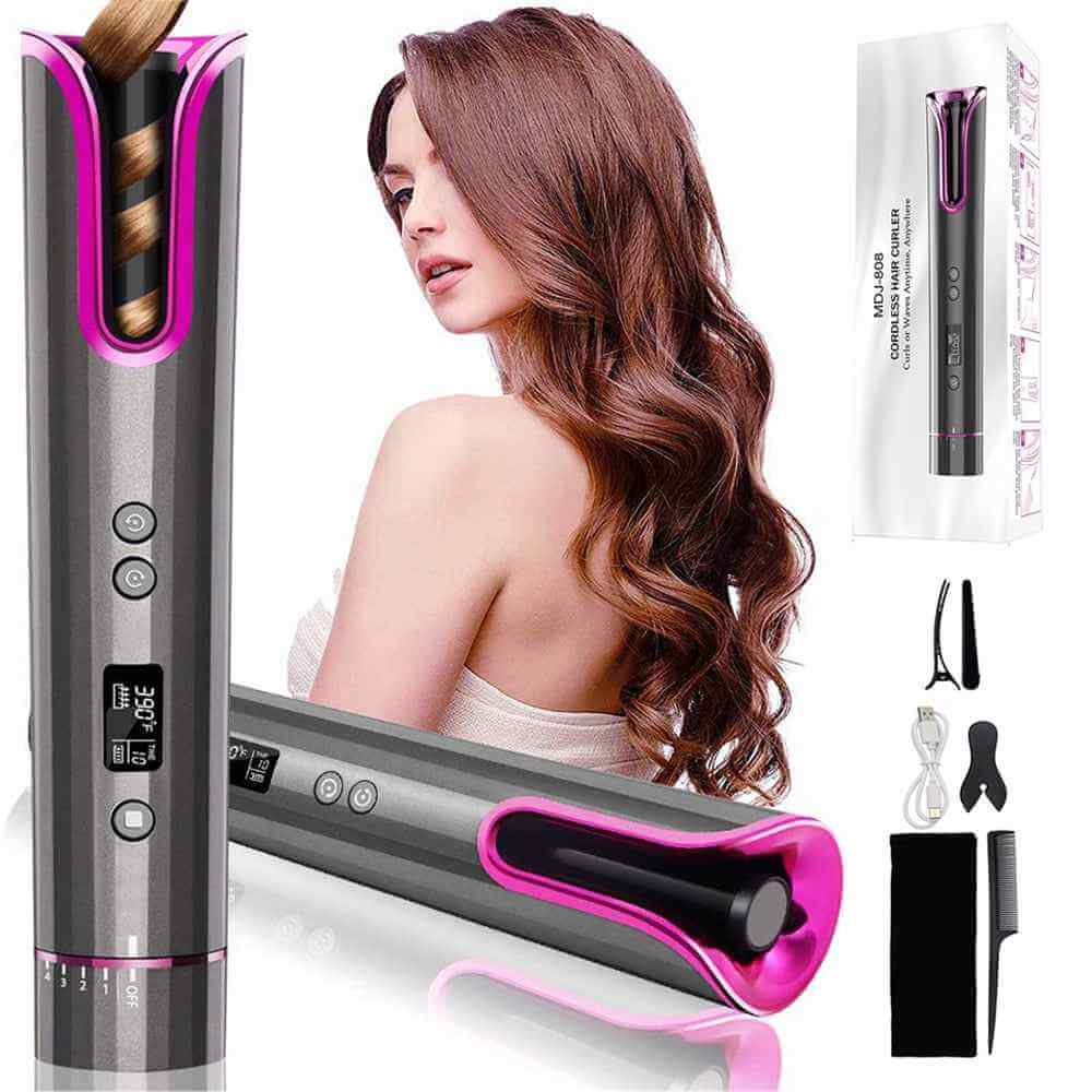 Ceramic Automatic Hair Curling Iron | USB Rechargeable Hair Curler