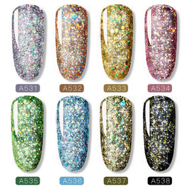Colorful Vibrant nail polish | Rainbow Glitter Pastel nail polish