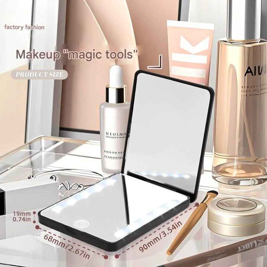 Compact Double Sided Makeup Mirror | Handheld LED Mirror For Makeup