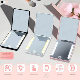 Compact Double Sided Makeup Mirror | Handheld LED Mirror For Makeup