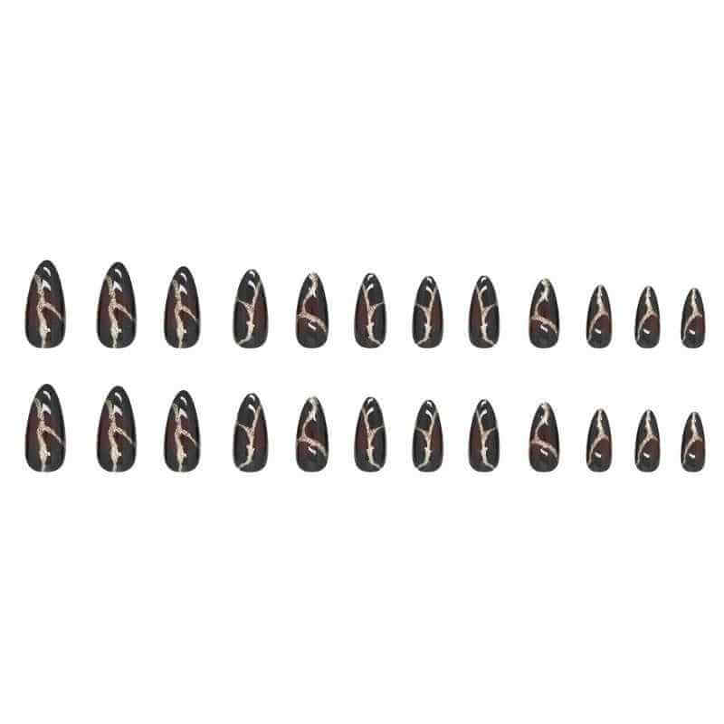 Dark Red Fake Nails Gold Stone | Luxury Red Fake Nails