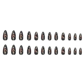 Dark Red Fake Nails Gold Stone | Luxury Red Fake Nails