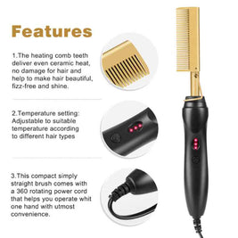 Electric Hair Curling Comb | Wet And Dry Hair Straightener