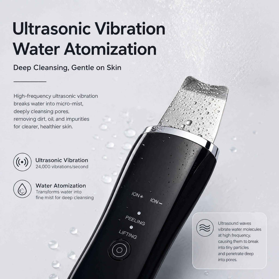 Electric USB Ultrasonic Skin Scrubber | Stainless Steel Face Spatula