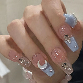 Fake Nails Stars And Moon | Stars And Moon Press On Nails