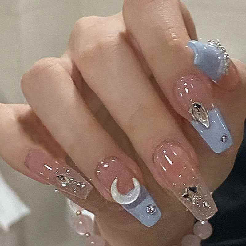Fake Nails Stars And Moon | Stars And Moon Press On Nails