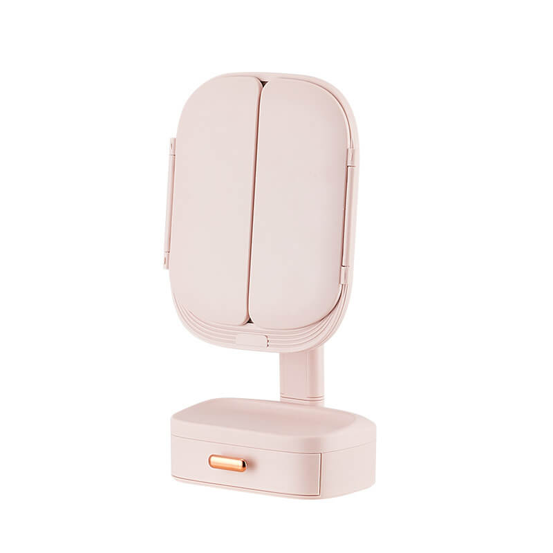 Folding Vanity Mirror With LED Lights | Lighted Desktop Cosmetic Mirror