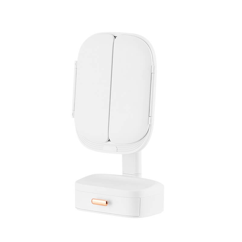 Folding Vanity Mirror With LED Lights | Lighted Desktop Cosmetic Mirror