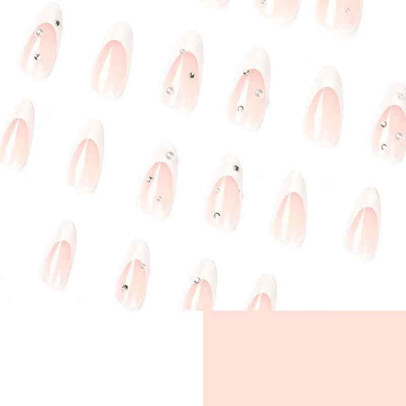 French Water Drop Manicure Rhinestones | French Manicure With Crystals