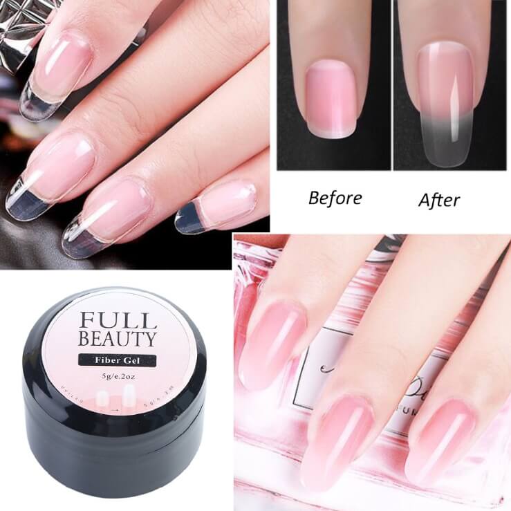 Glue Nail Fiber Silk Extension Gel | Fiberglass Poly UV Builder Gel 