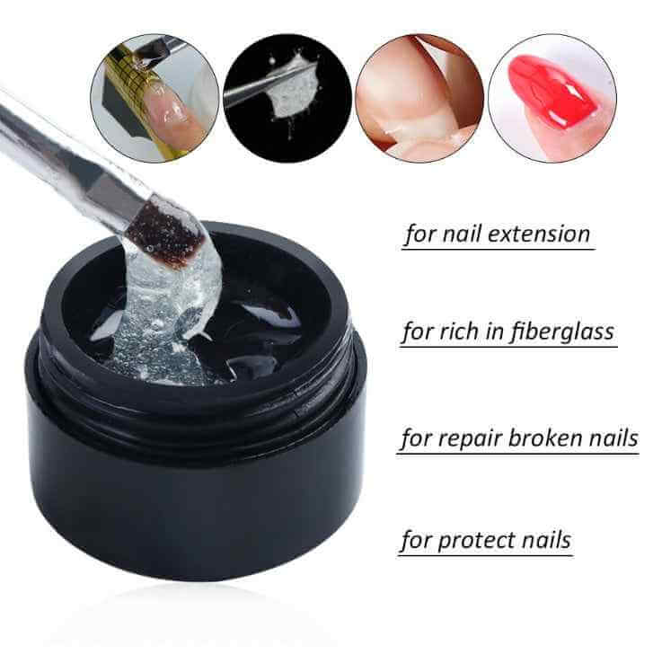 Glue Nail Fiber Silk Extension Gel | Fiberglass Poly UV Builder Gel 