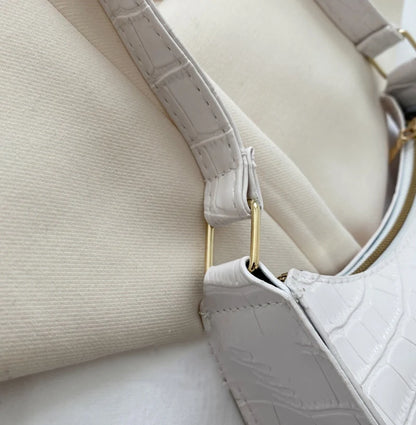 Fashion PU Leather Bags for Women Alligator Pattern Armpit Handbag Female Small Underarm Messenger Bag Purse
