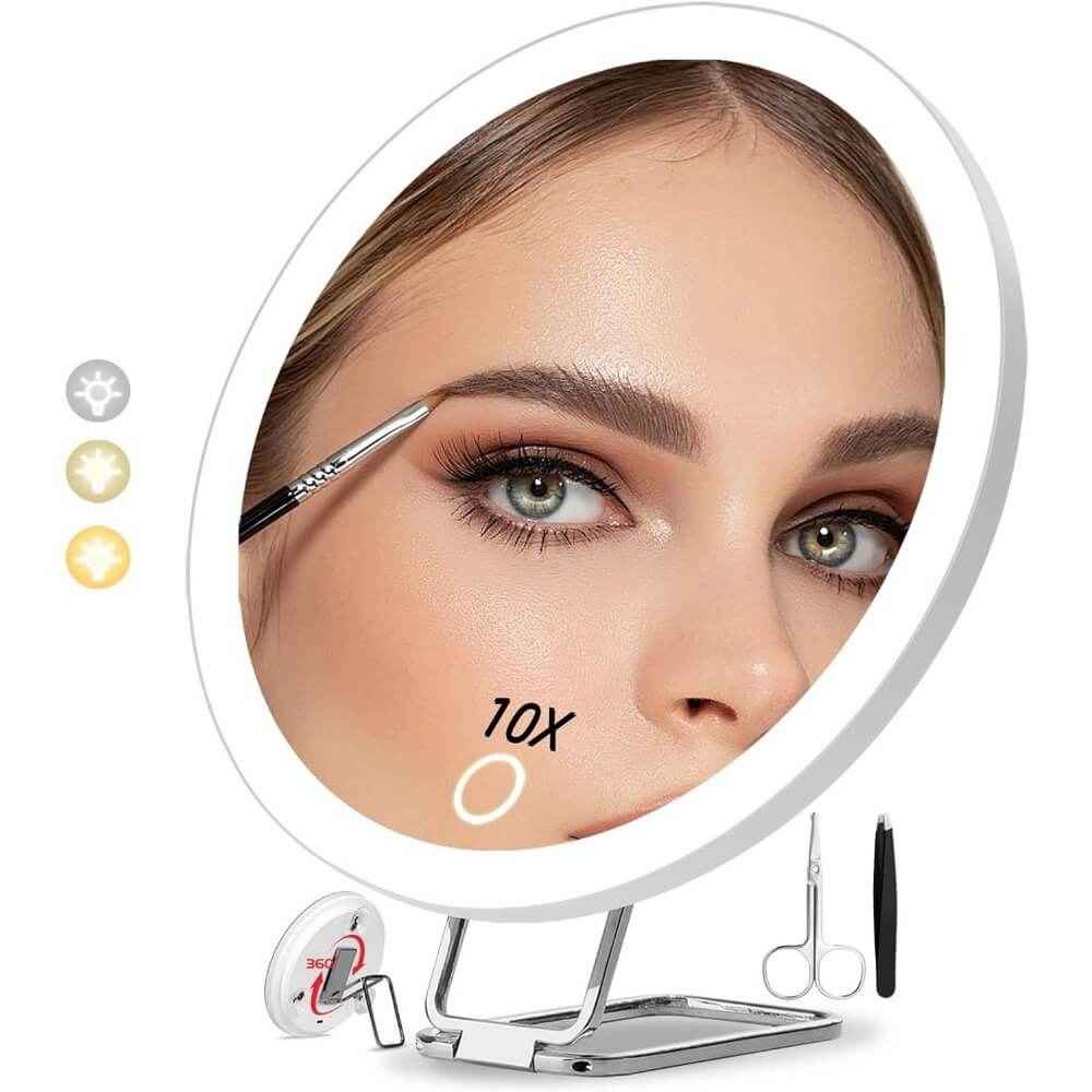 Makeup Mirror With LED Lights Rechargeable | Rotating LED Makeup Mirror