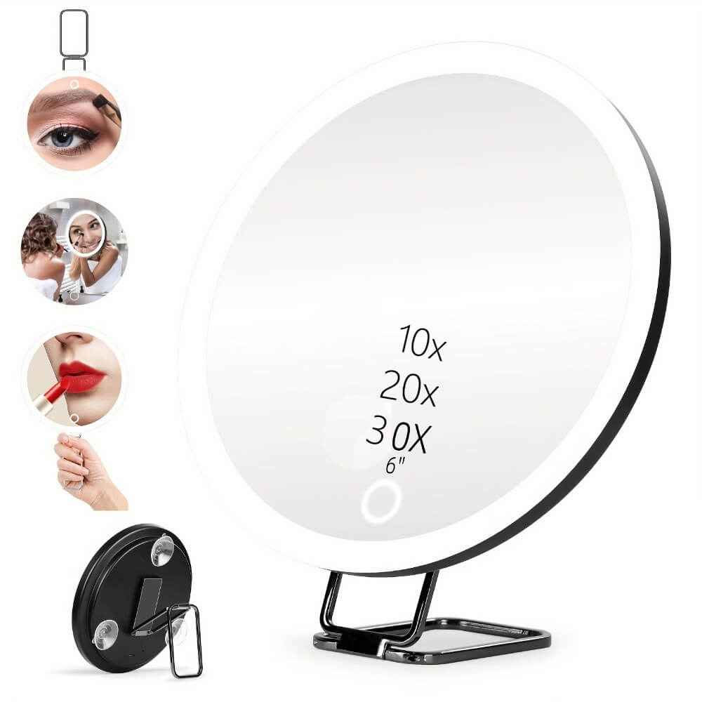 Makeup Mirror With LED Lights Rechargeable | Rotating LED Makeup Mirror