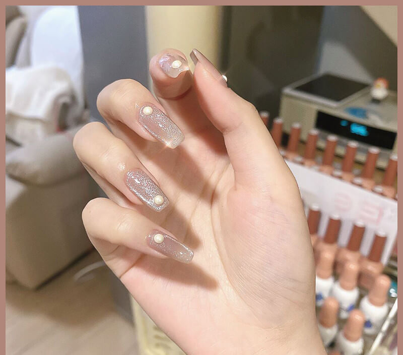 Milk Tea Crystal Stone Nail Polish | Cat Eye Gel Nail Polish