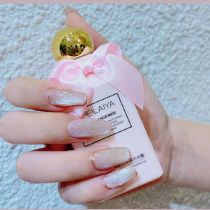 Milk Tea Crystal Stone Nail Polish | Cat Eye Gel Nail Polish
