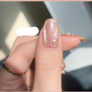 Milk Tea Crystal Stone Nail Polish | Cat Eye Gel Nail Polish