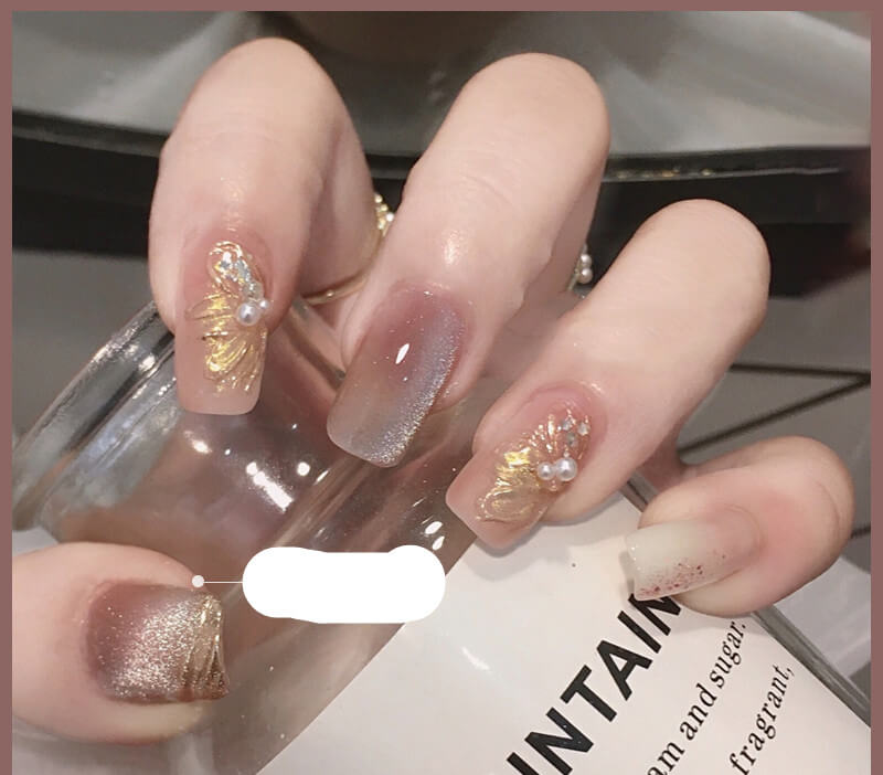 Milk Tea Crystal Stone Nail Polish | Cat Eye Gel Nail Polish