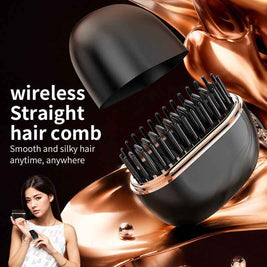 Mini Cordless Hair Straightener Brush | Wireless Hair Straightener