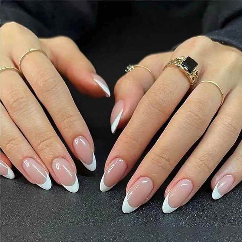 Minimalist French Tip Press On Nails | Oval French Tip Press On Nails
