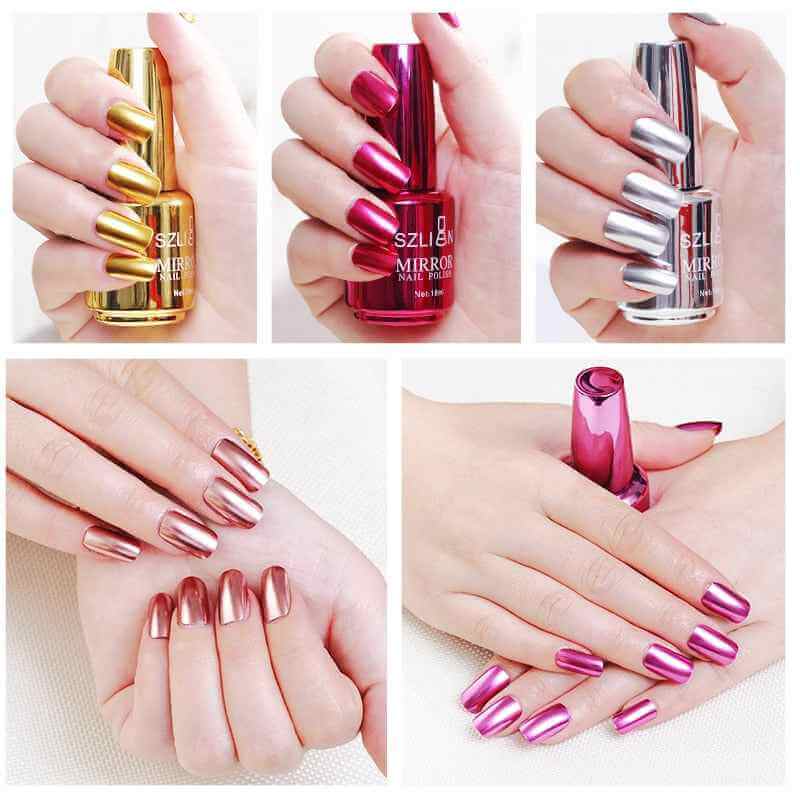 Mirror Metal Color Silver Nail Gel | Stainless Steel Effect Nail Polish