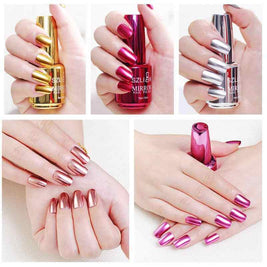 Mirror Metal Color Silver Nail Gel | Stainless Steel Effect Nail Polish