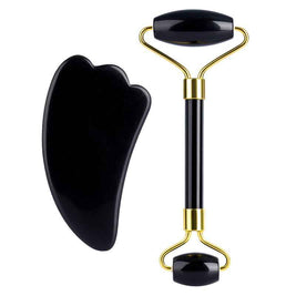 Natural Black Quartz Scraper Face Roller | Jade Roller And Gua Sha Set