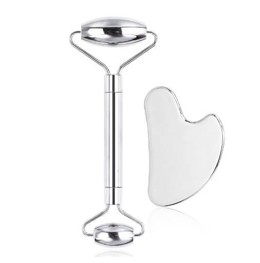 Natural Black Quartz Scraper Face Roller | Jade Roller And Gua Sha Set