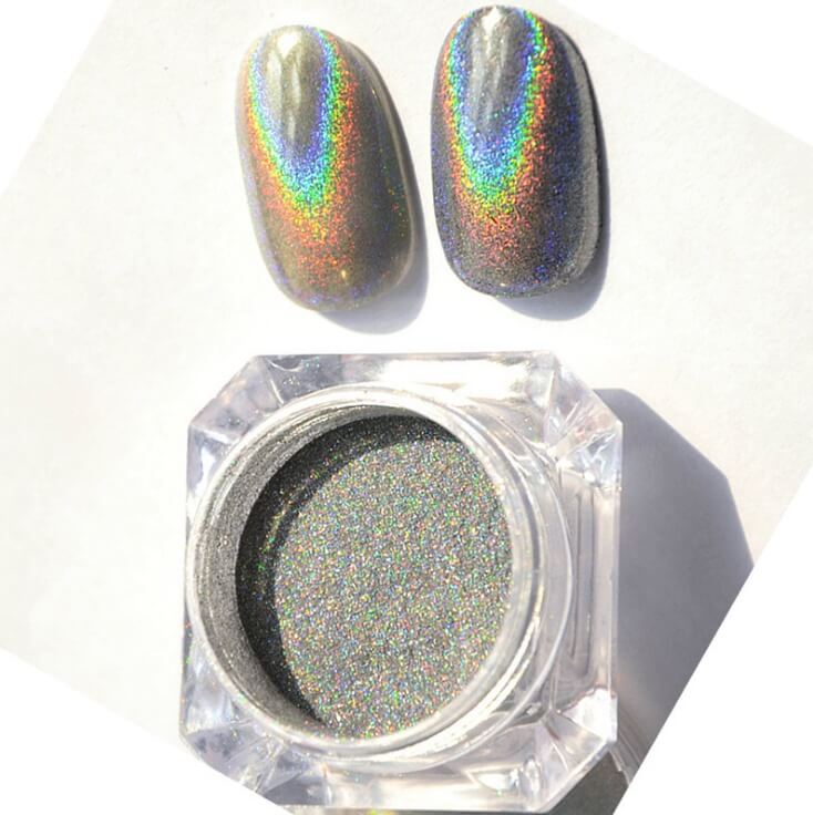 Rainbow Chrome Nail Powder | Laser Mirror Nail Powder