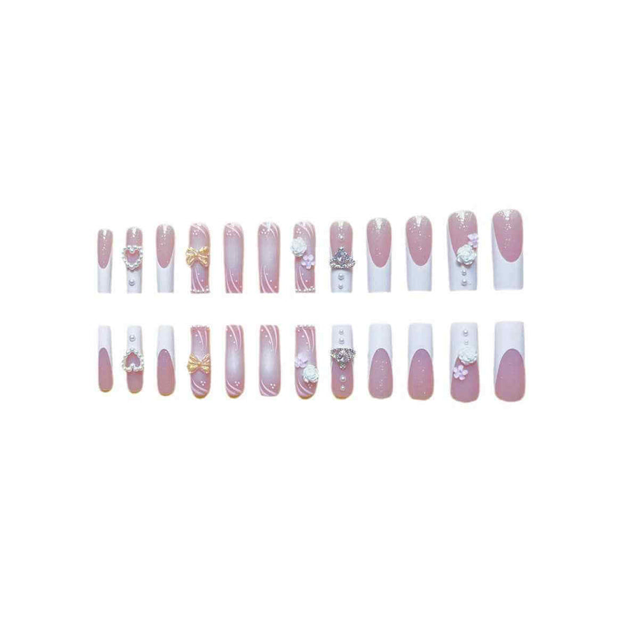Rectangular Diamond Press On Nails | Multi Diamond Press On Nails
