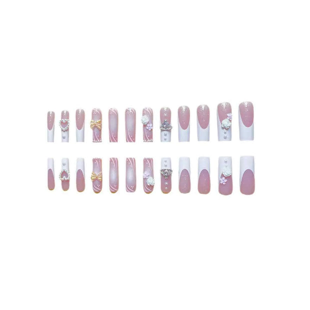 Rectangular Diamond Press On Nails | Multi Diamond Press On Nails