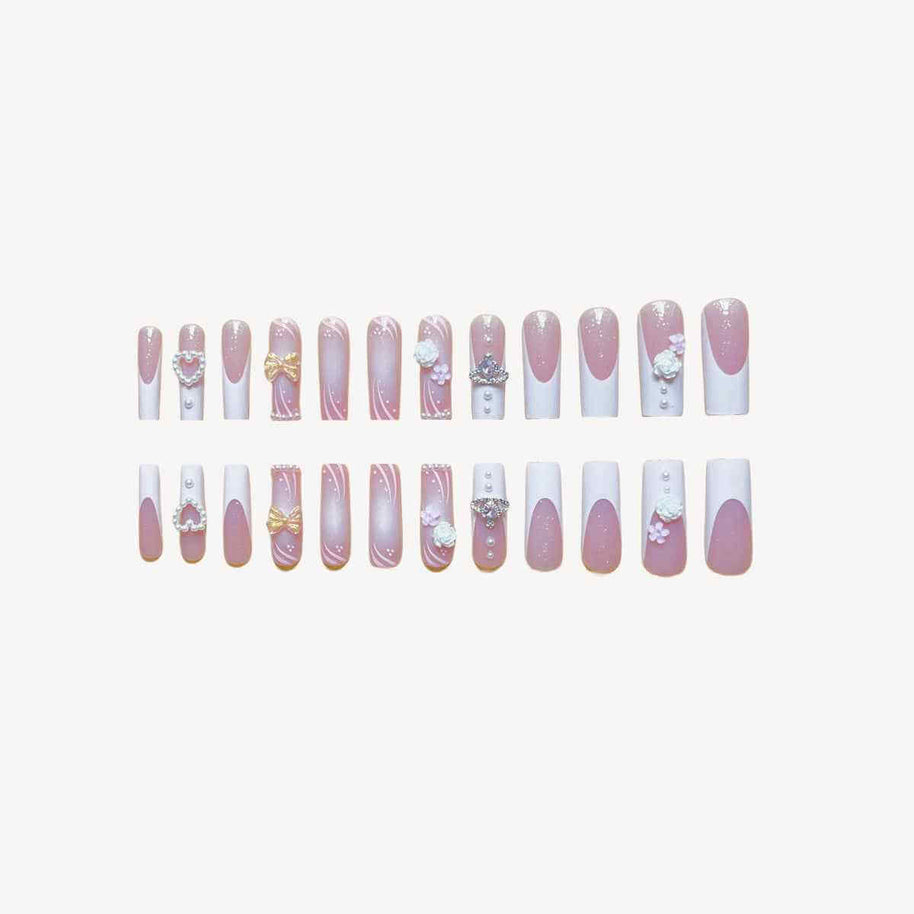 Rectangular Diamond Press On Nails | Multi Diamond Press On Nails