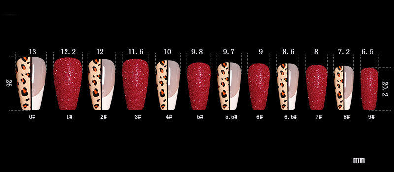 Red Leopard Print False Nails | Leopard Press On Nails
