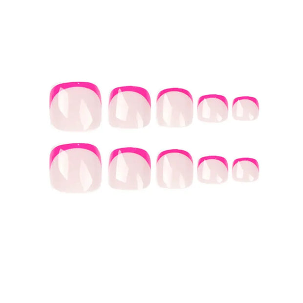 Removable Press On Toenails | Simple French Rose Red Foot