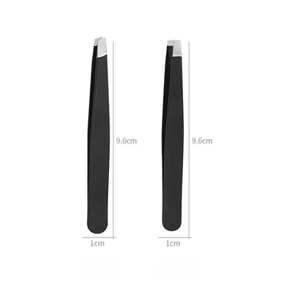 Stainless Steel Black Eyebrow Tweezer with Slant and Flat Point Beauty Tools for Eyelash Tweezer &amp; Ingrown Hair Removal