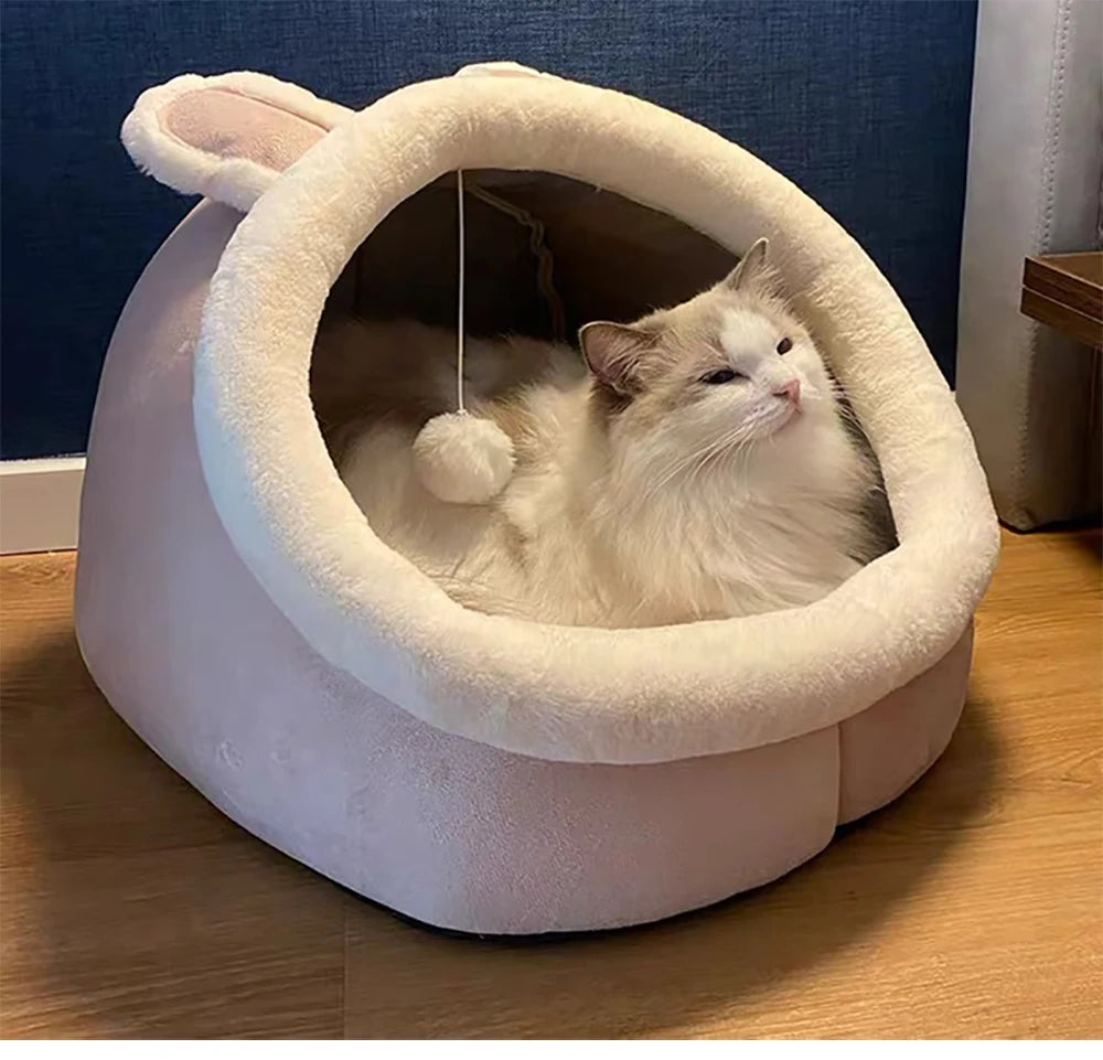 Cat Bed Cave Deep Sleep Foldable Washable Pet Bed
