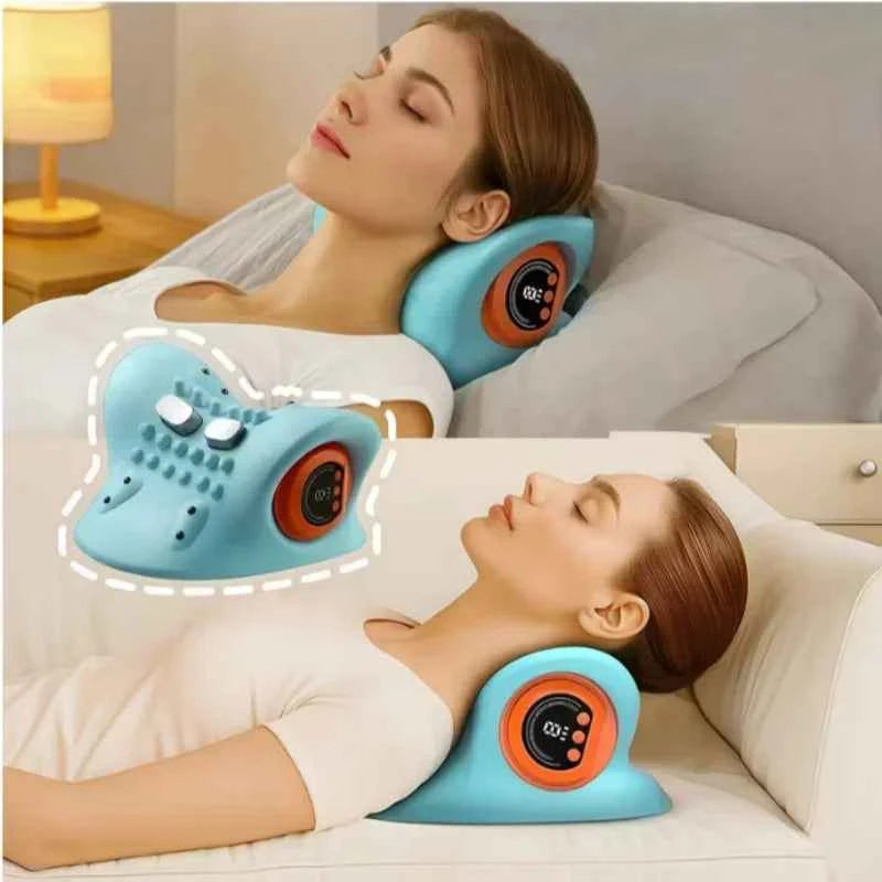 EMS electrotherapy heated cervical pillow, wireless ergonomic acupoint massage neck pillow, cervical correction massage pillow