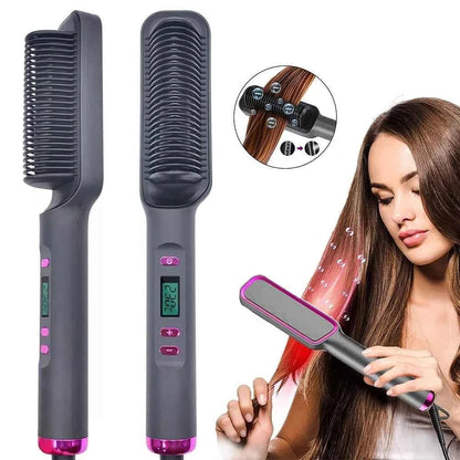 Hair Straightener Ceramic Hot Comb 2 in 1 Electric Straighten Hair Brush Negative Ion Fast Heating Styling Tool ﻿