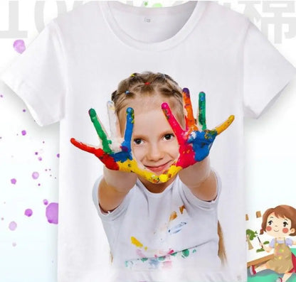 Girls Summer Cute 3D Cat Print Short Sleeve T-Shirt