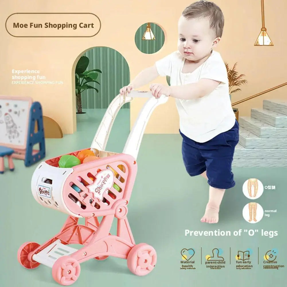 Kids Shopping Cart Toy Supermarket Pretend Play Trolley