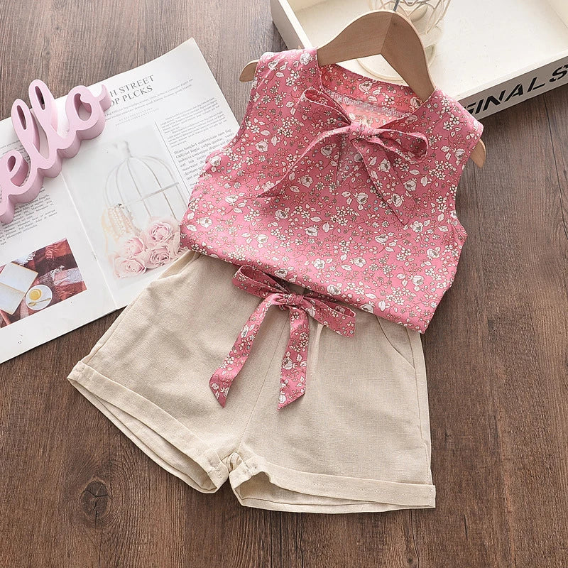 Baby Girls Summer Outfit Vest &amp; Shorts Set Toddler 2Pcs